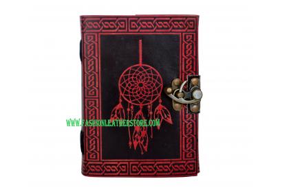 Beautiful Leather Dairy Red Color Celtic Handmade Leather Journal Dream Catcher Leather Embossed Journal Dairy 